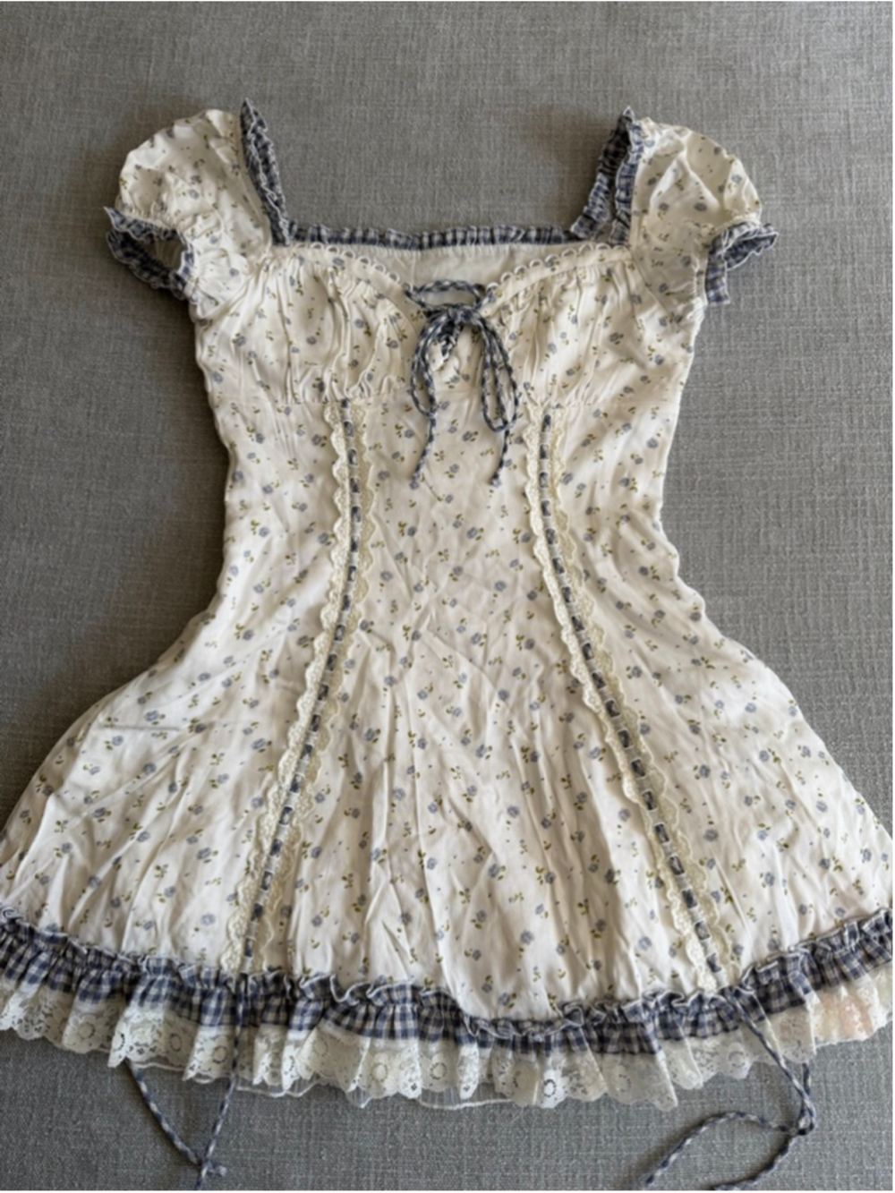 Lacemade ethereal lace coquette corset floral fairy doll mini dress - Picture 9 of 14